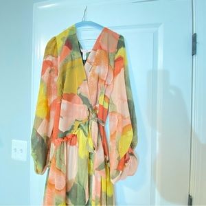 Anthropology maxi-dress by hutch, long-sleeve wrap dress